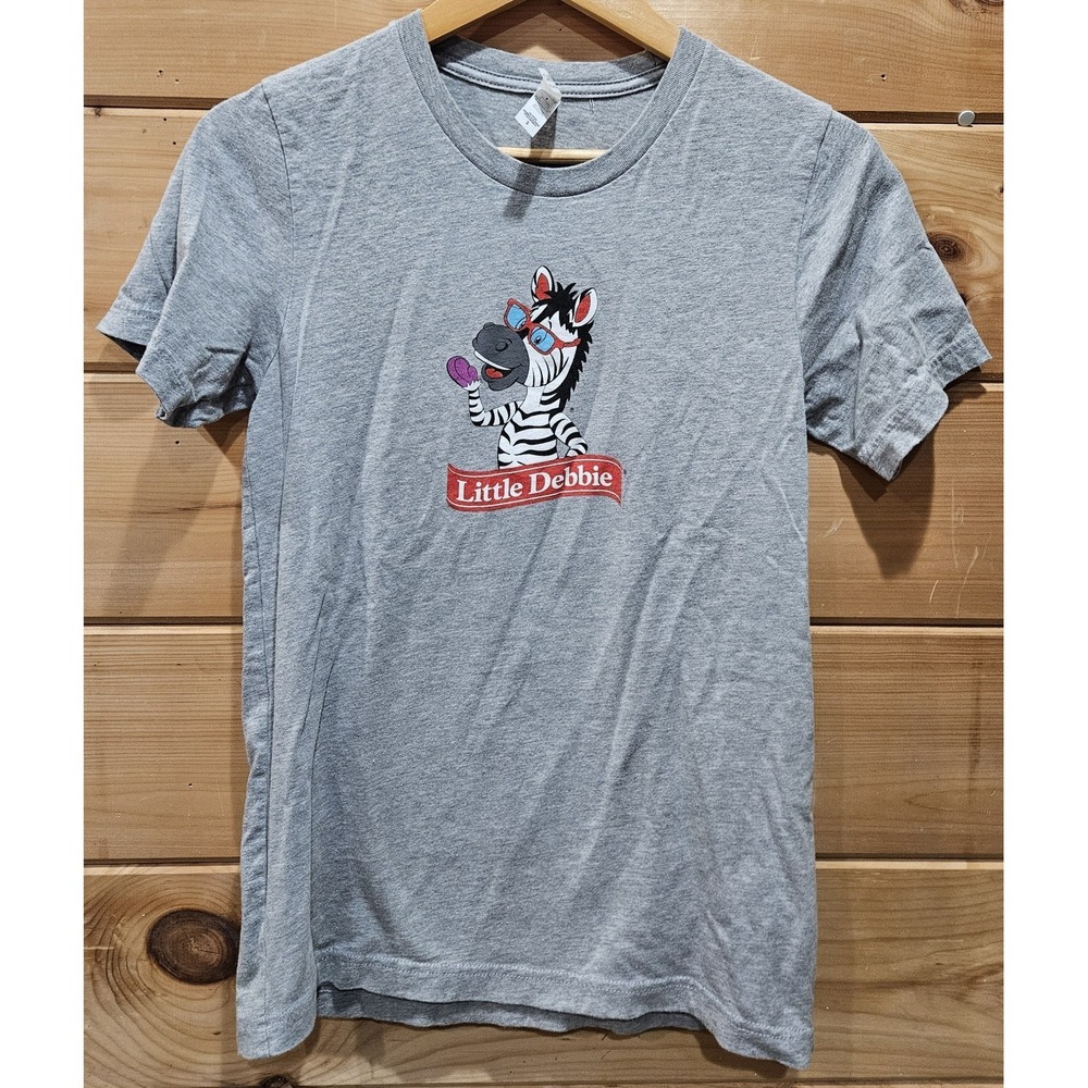 Little Debbie Zebra Graphic T-Shirt Women's Small Gray Canvas Bella + Canvas Tee